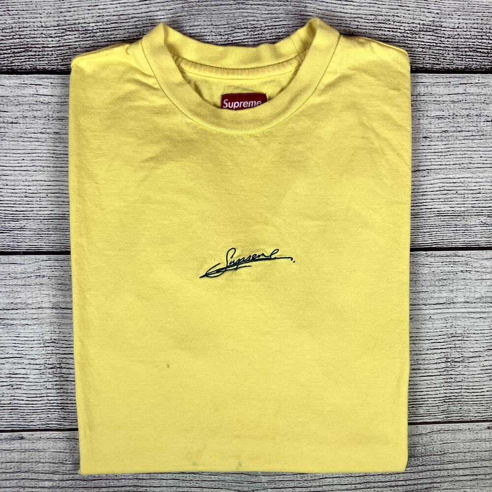 Supreme New York Yellow Embroidered Script Spell Out T-shirt